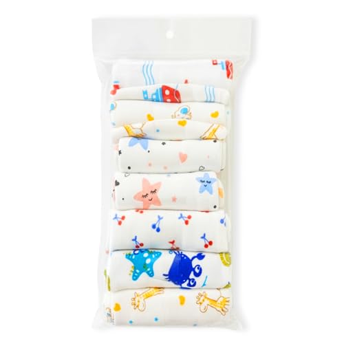 GLUN® Soft Premium Baby Washcloth for Newborn, Pack of 7 (28x25cm) Printed Mini Wash Towel, Washable, Reusable, & Absorbent, Extra Soft Face Towels for Babies - Image 1