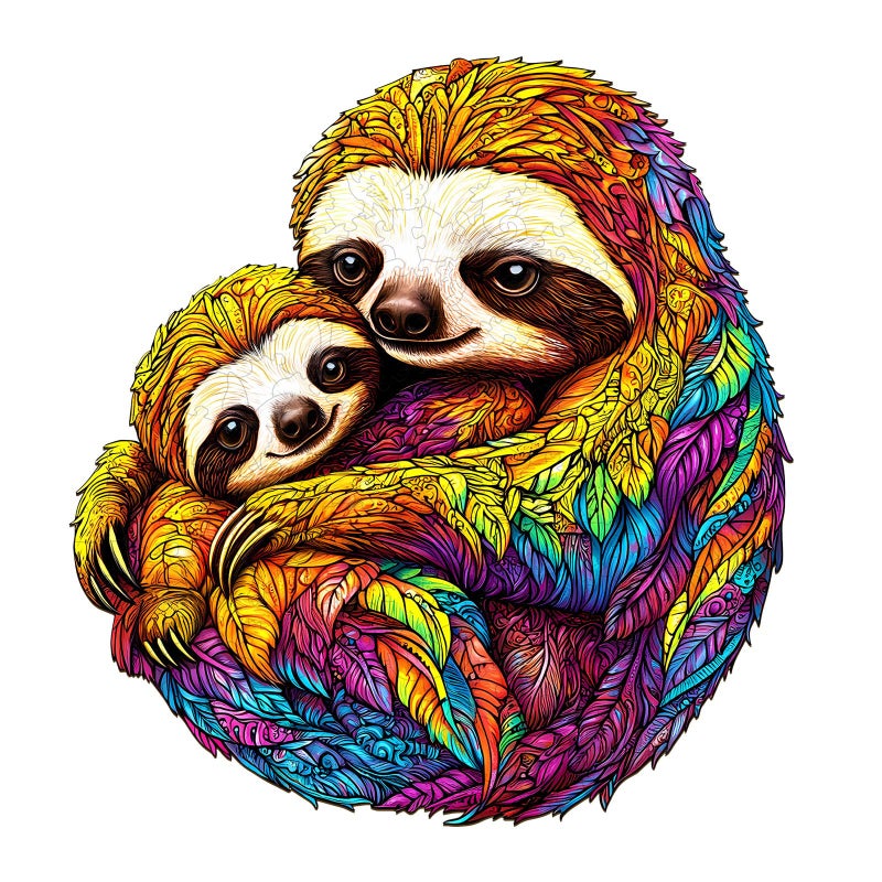 AEEKDOOK Wooden Puzzles for Adults ParentChild Sloth Wood Puzzles Adult Unique Animal Shape Wooden Jigsaw Puzzles for Adults Birthday Gifts for Puzzle Lovers Family 134 134in - Image 3
