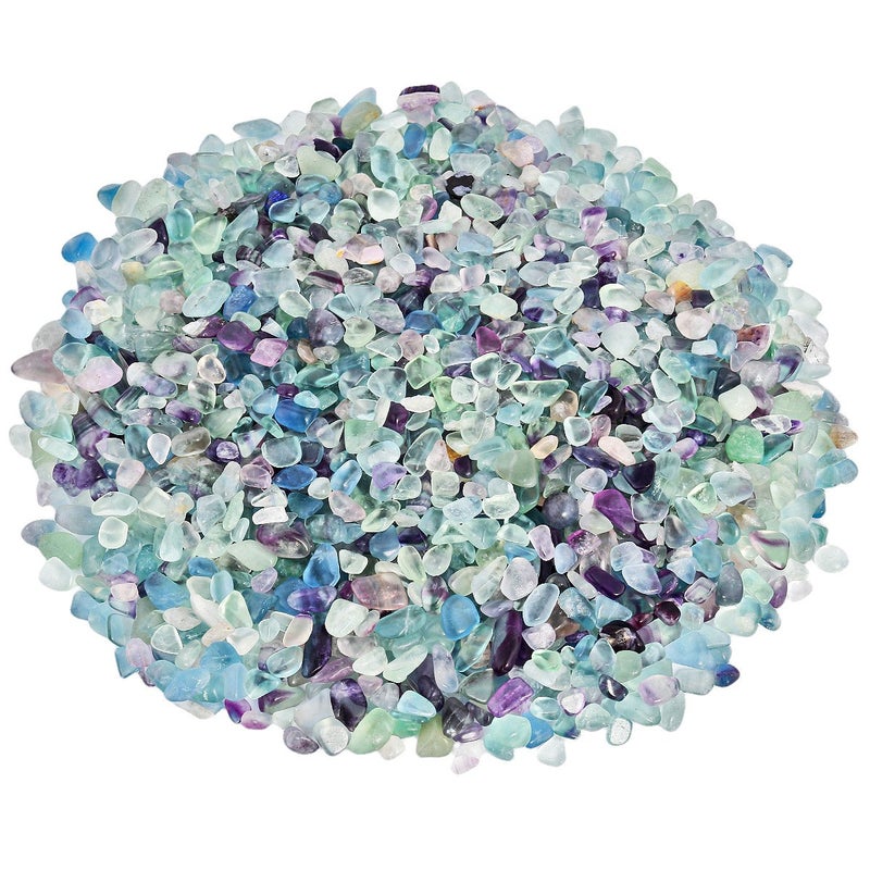 SUNYIK Fluorite Tumbled Chips Stone Crushed Crystal Quartz Pieces Irregular Shaped Stones 1pound(about 460 gram) - Image 1
