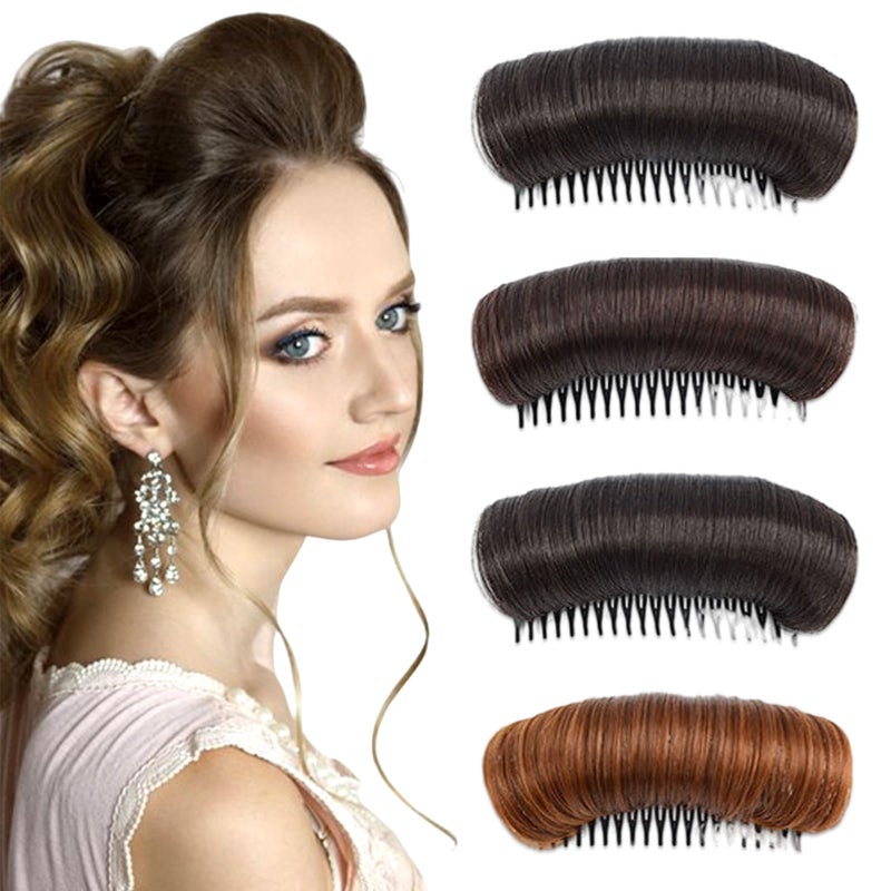 4 Pcs Hair Bun Invisible False Hair Clip Bump It Up Volume Hair Base Fluffy Hair Pad Styling Insert Tool Accessories - Image 1