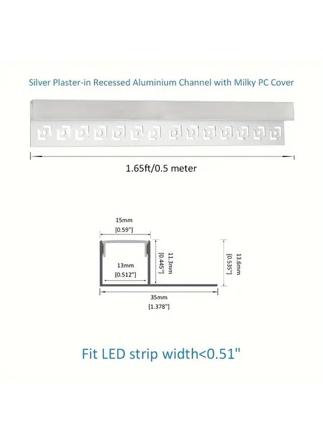6Pcs Silvery Aluminum LED Channel With Milky White Diffuser For Drywall Ceiling Strip - Image 4