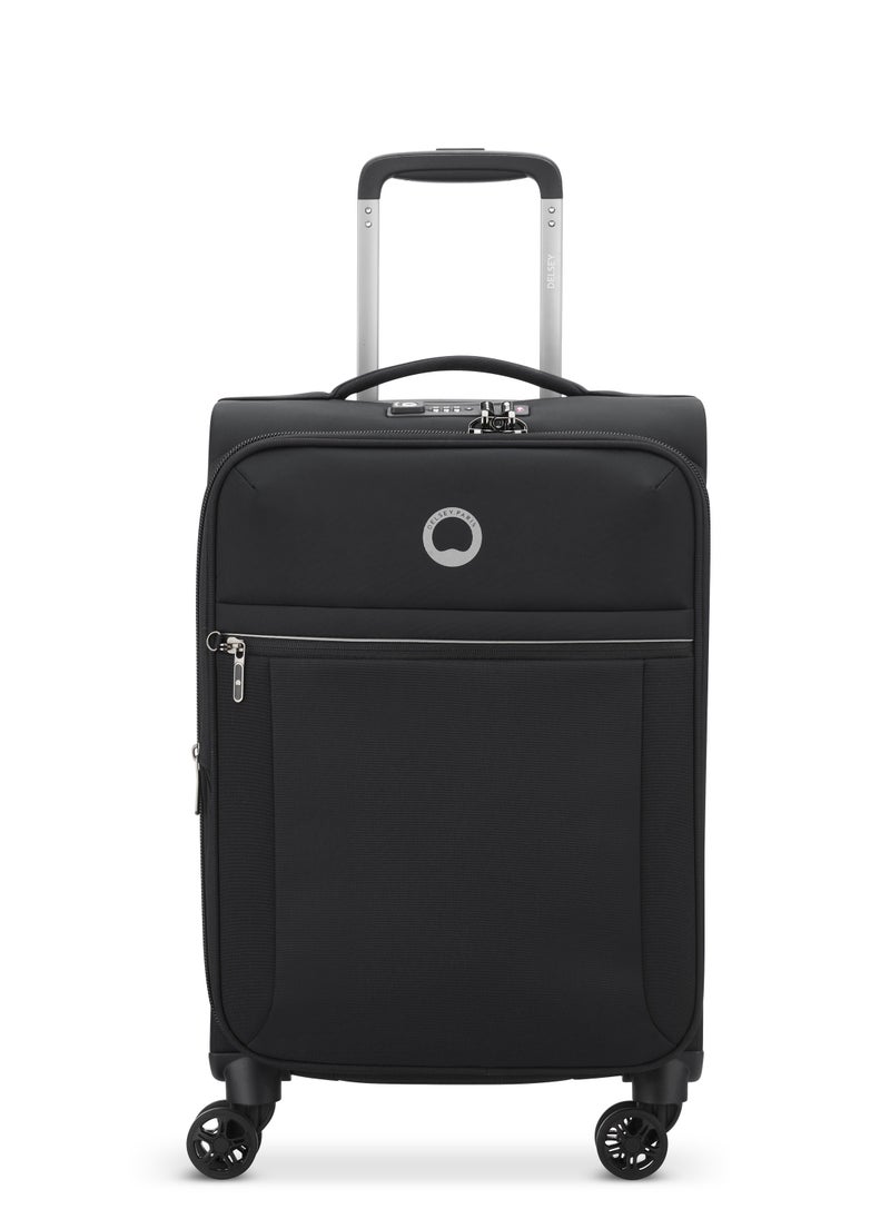 DELSEY Paris Brochant 2.0 55cm Softcase 4 Double Wheel Expandable Cabin Luggage Trolley Black  - Image 1