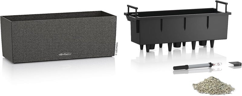 Lechuza 15652 Balconera Cottage 50 Self-Watering Planter for Indoor and Outdoor Use, 20" x 7" x 7", Graphite Black - Image 3