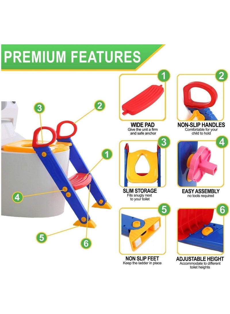 Potty Training Seat with Ladder Kid’s Toilet with Non-Slip Step Stool Ladder Potty Training Ladder Potty Chair Suitable for Boys Girls Kids Toddles - Assorted colour - Image 4