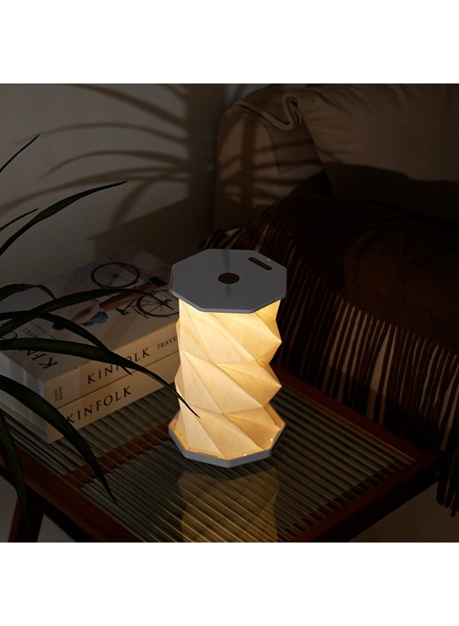 portable folding touch smart lamp with USB charging, touch dimming Chinese style smart lamp, suitable for bedroom living room,  travel gifts creative gifts, creative folding rotating lamp tent outdoor bedroom with sleeping origami atmosphere table lamp LED nightlight. - Image 3