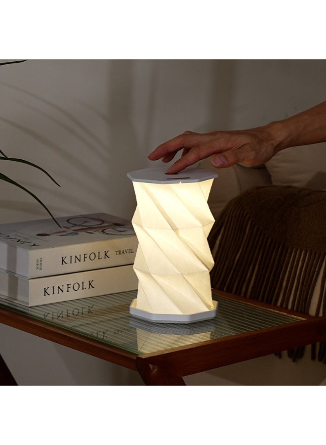 portable folding touch smart lamp with USB charging, touch dimming Chinese style smart lamp, suitable for bedroom living room,  travel gifts creative gifts, creative folding rotating lamp tent outdoor bedroom with sleeping origami atmosphere table lamp LED nightlight. - Image 2