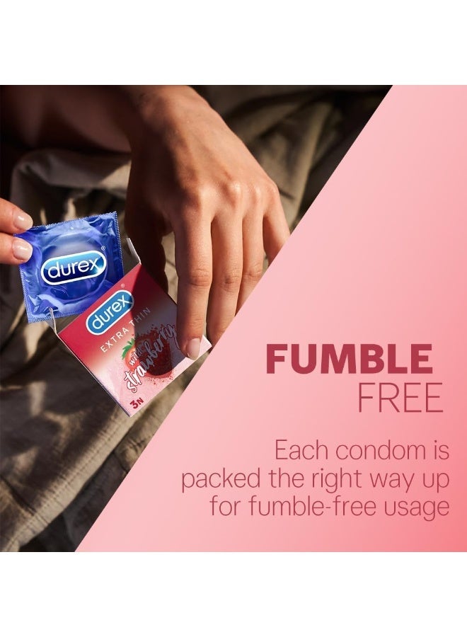 Durex Extra Thin Intense Strawberry Flavoured Condoms For Men - 12s - Image 3