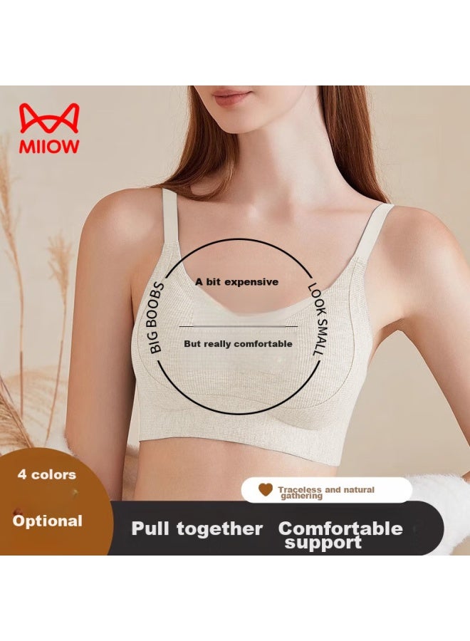 MIIOW Miiow Women's Bra, Push-up For Small Breasts, Seamless, Wireless, Lift And Support, Anti-sagging, Sexy, Push-up Brassiere, White, Xl - Image 1