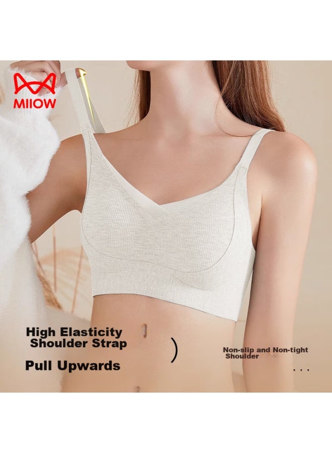 MIIOW Miiow Women's Bra, Push-up For Small Breasts, Seamless, Wireless, Lift And Support, Anti-sagging, Sexy, Push-up Brassiere, White, Xl - Image 3