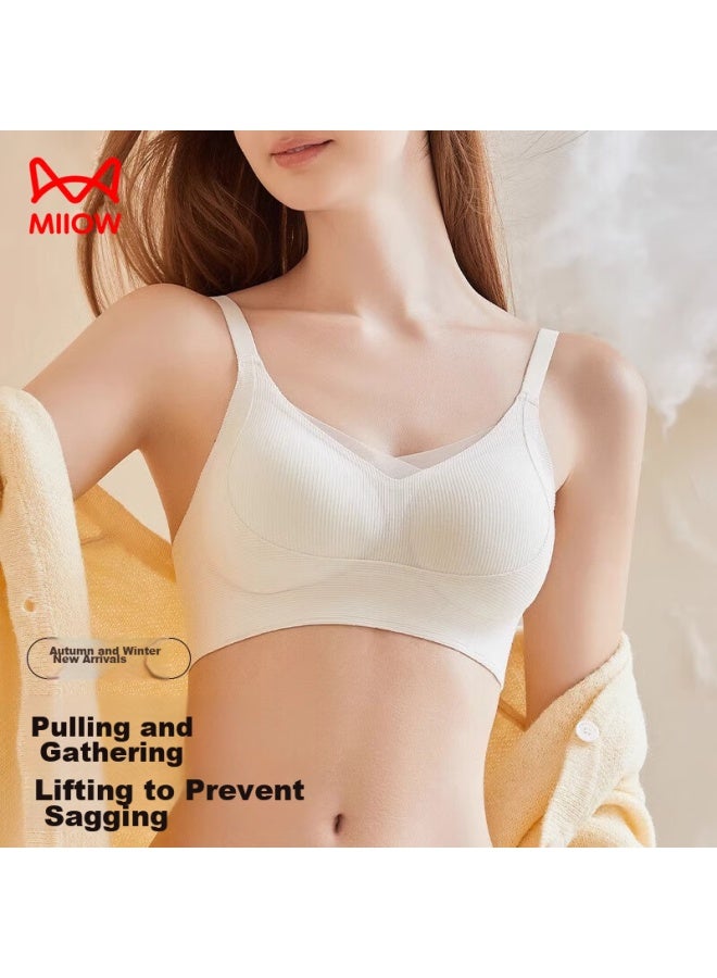 MIIOW Miiow Women's Bra, Push-up For Small Breasts, Seamless, Wireless, Lift And Support, Anti-sagging, Sexy, Push-up Brassiere, White, Xl - Image 2