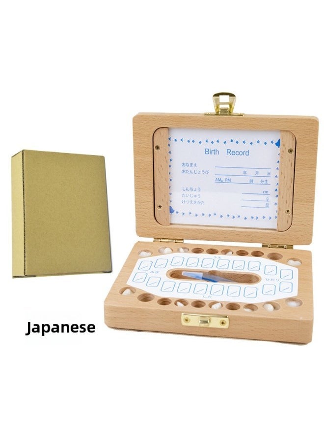 Wooden Wooden Children's Photo Frame Milk Teeth Storage Box Baby Teeth Tooth House Storage Box Fetal Hair Tooth Storage House-Color:Right Angle Photo Frame-Japanese-Specifications:15*11.5*4.5CM  - Image 1