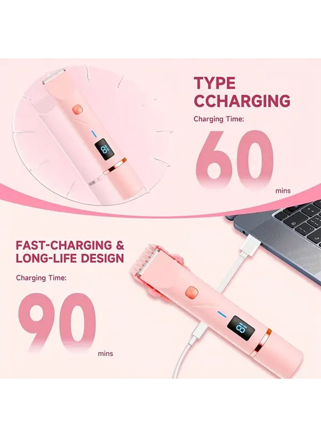 Purple 2 In 1 Electric Bikini Trimmer For Women LCD Display Waterproof Wet Dry Shaver - Image 5