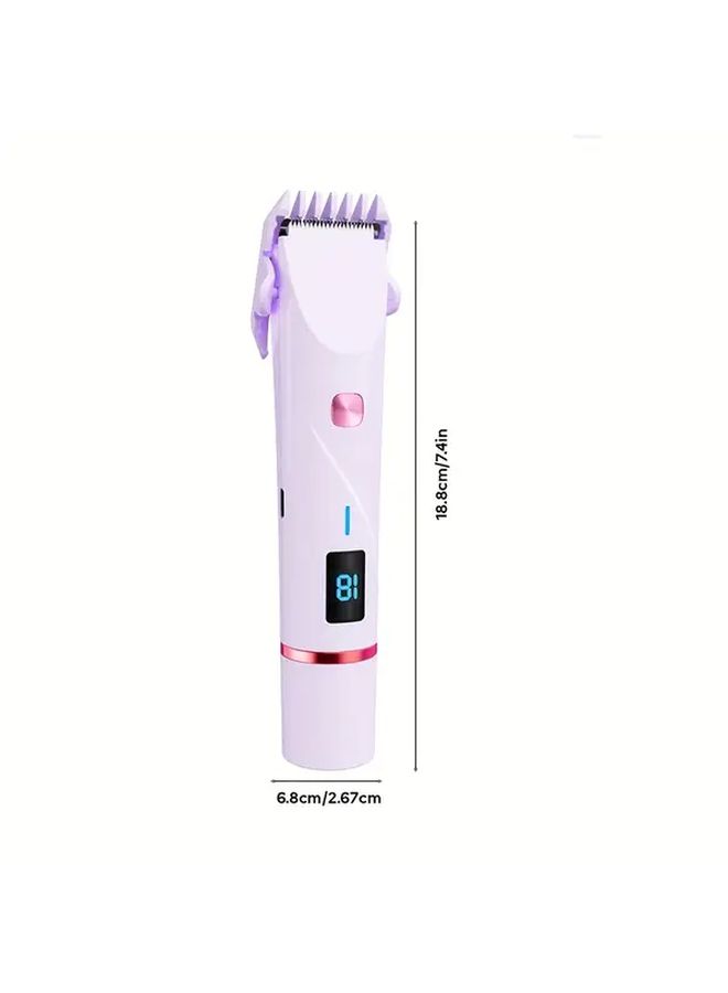 Purple 2 In 1 Electric Bikini Trimmer For Women LCD Display Waterproof Wet Dry Shaver - Image 4