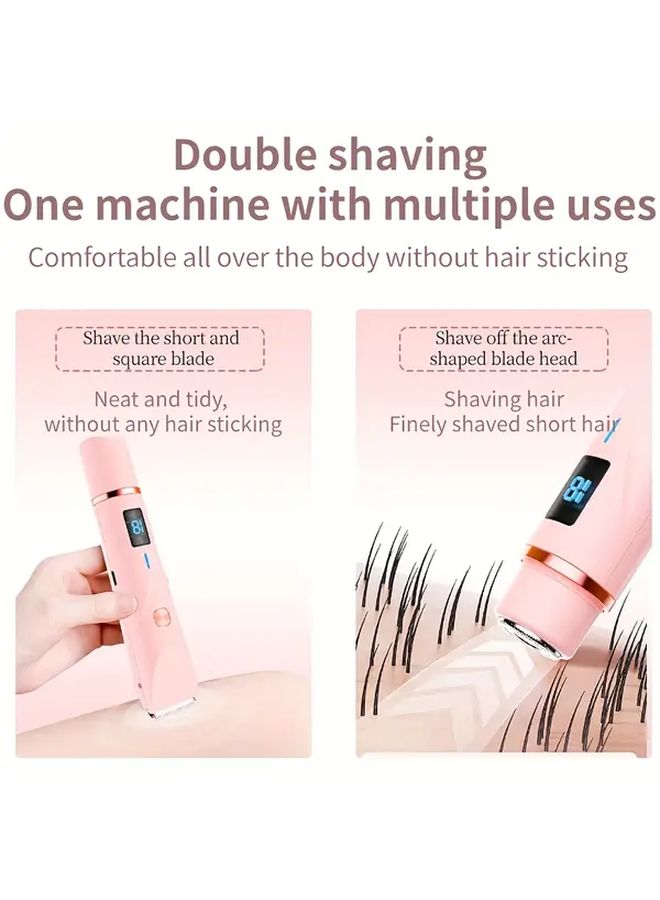 Purple 2 In 1 Electric Bikini Trimmer For Women LCD Display Waterproof Wet Dry Shaver - Image 3