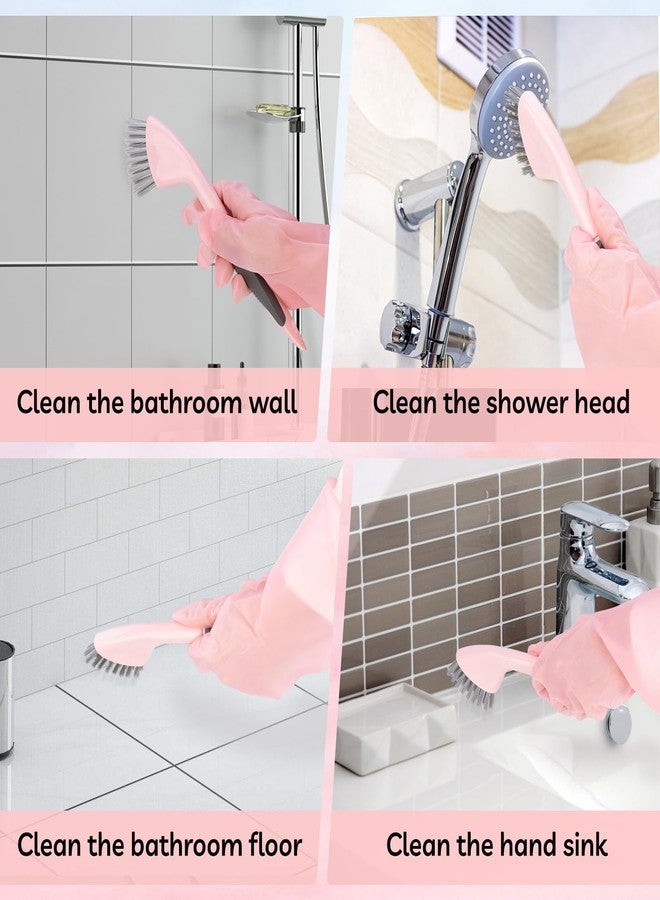 CALBEAU 14 Pcs Bathroom Cleaning Tools with Toilet Brush, Scrub Brush, Cleaning Brush for Toilet, Bathtub, Pink Toilet Brush and Holder Set with Ergonomic Handle and Sturdy Bristles - Image 4