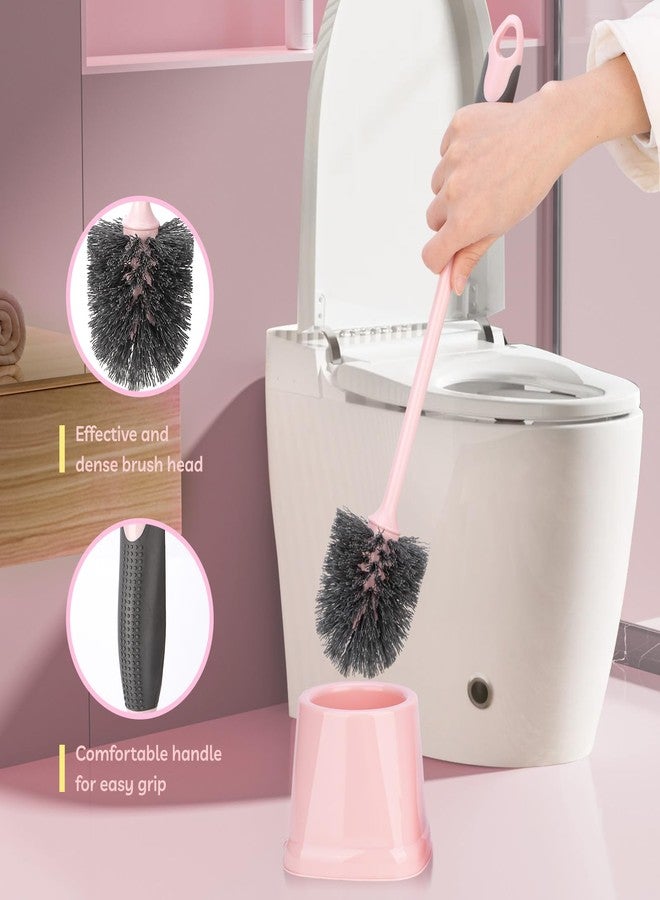 CALBEAU 14 Pcs Bathroom Cleaning Tools with Toilet Brush, Scrub Brush, Cleaning Brush for Toilet, Bathtub, Pink Toilet Brush and Holder Set with Ergonomic Handle and Sturdy Bristles - Image 2