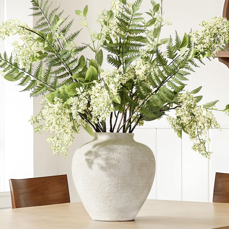 Vanselia Ceramic Flower Vase Home Decor - Large Tall Farmhouse Table Vases Rustic Vintage Living Room Kitchen Bedroom Decorations for House Book Shelf Office Coffee Desk Dining Fireplace (10" Rustic) - Image 4