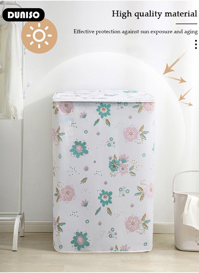 DUNISO Washing Machine Cover, PVEA Cloth Full-Automatic Wave Wheel Washing Machine Cover, Top Load Dryer Cover, Sunscreen Waterproof Dustproof  Washer Protection Case with Smooth Zipper for Laundry Kitchen Home  - Image 2