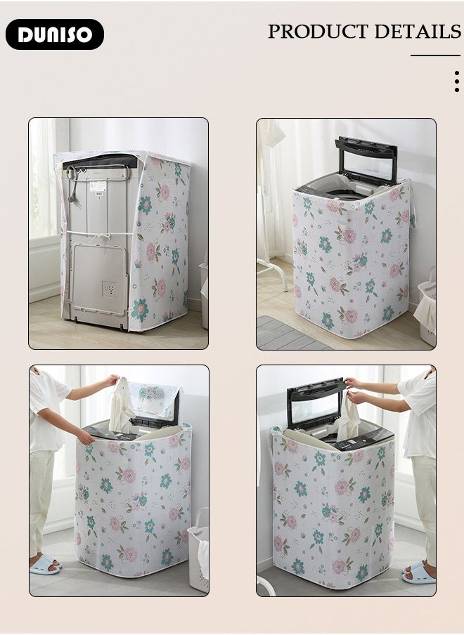 DUNISO Washing Machine Cover, PVEA Cloth Full-Automatic Wave Wheel Washing Machine Cover, Top Load Dryer Cover, Sunscreen Waterproof Dustproof  Washer Protection Case with Smooth Zipper for Laundry Kitchen Home  - Image 3