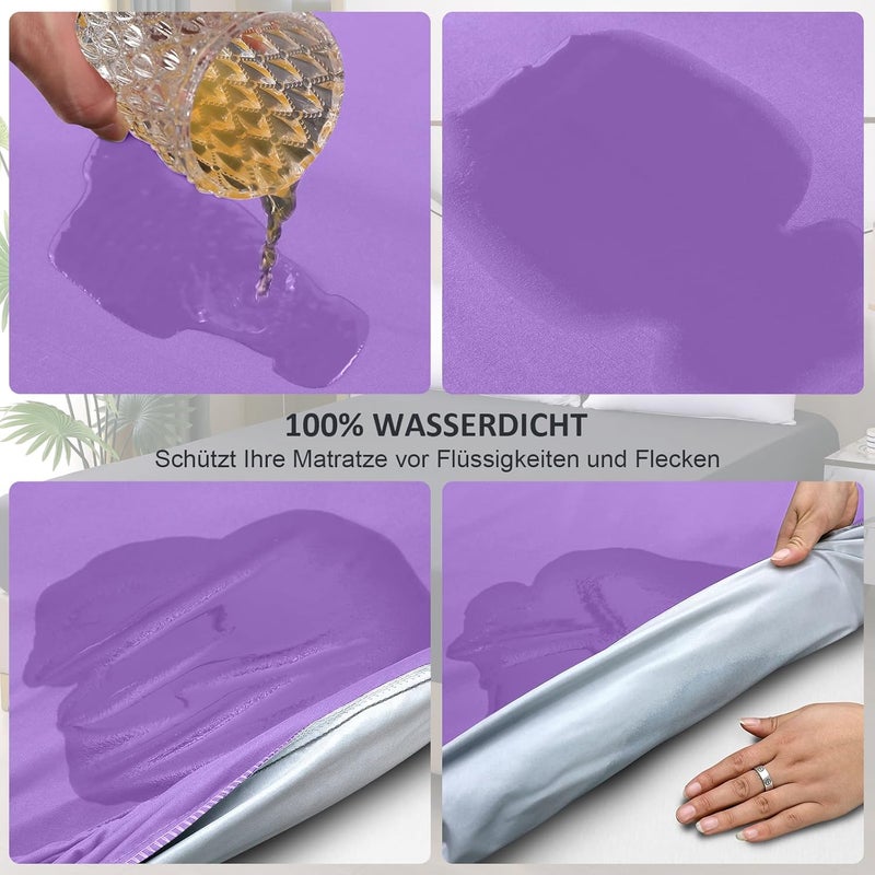 ohano Waterproof Mattress Protector 120 x 200 cm Fitted Sheet, Waterproof and Breathable Mattress Cover, Incontinence Pad, Moisture Protection, Fitted Sheet, for All Seasons, Purple - Image 2
