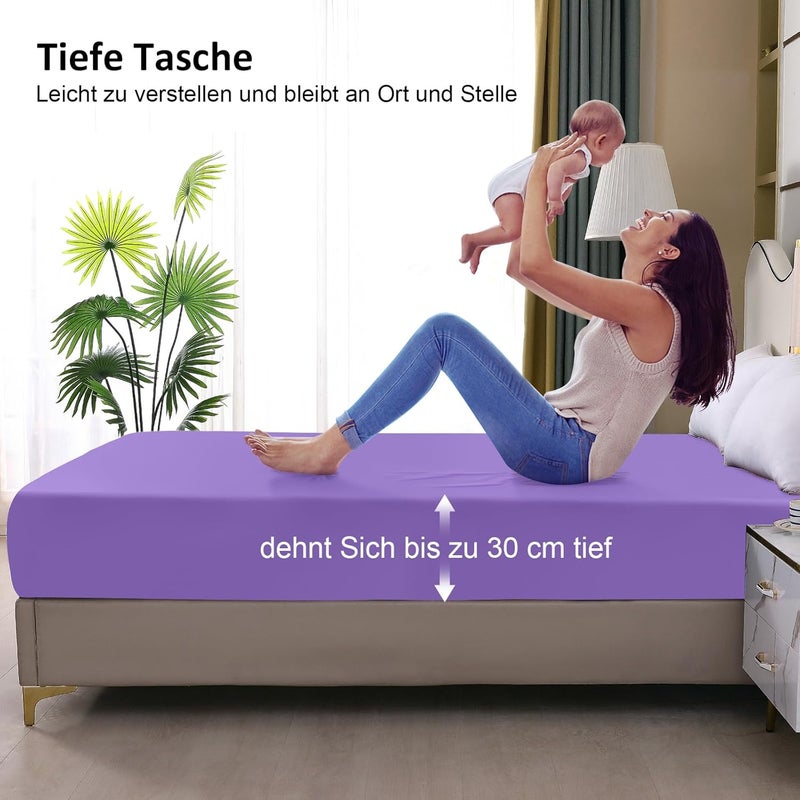 ohano Waterproof Mattress Protector 120 x 200 cm Fitted Sheet, Waterproof and Breathable Mattress Cover, Incontinence Pad, Moisture Protection, Fitted Sheet, for All Seasons, Purple - Image 4