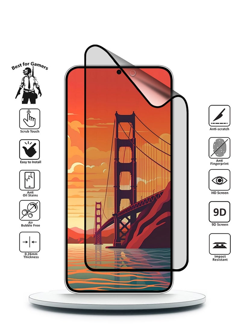 Wtech Samsung Galaxy S24 5G 2024 Nano Ceramic Full Glue Full Cover Matte Flexible Screen Protector (MSCNMN) - Clear/Black - Image 2