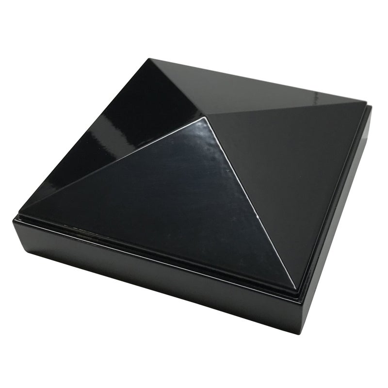 Decorex Hardware 4 x 4 Aluminum Pyramid Post Cap for Metal Posts Pressure Fit PowderCoated Black RustResistant Fence Railing Post Cap 1 Pack