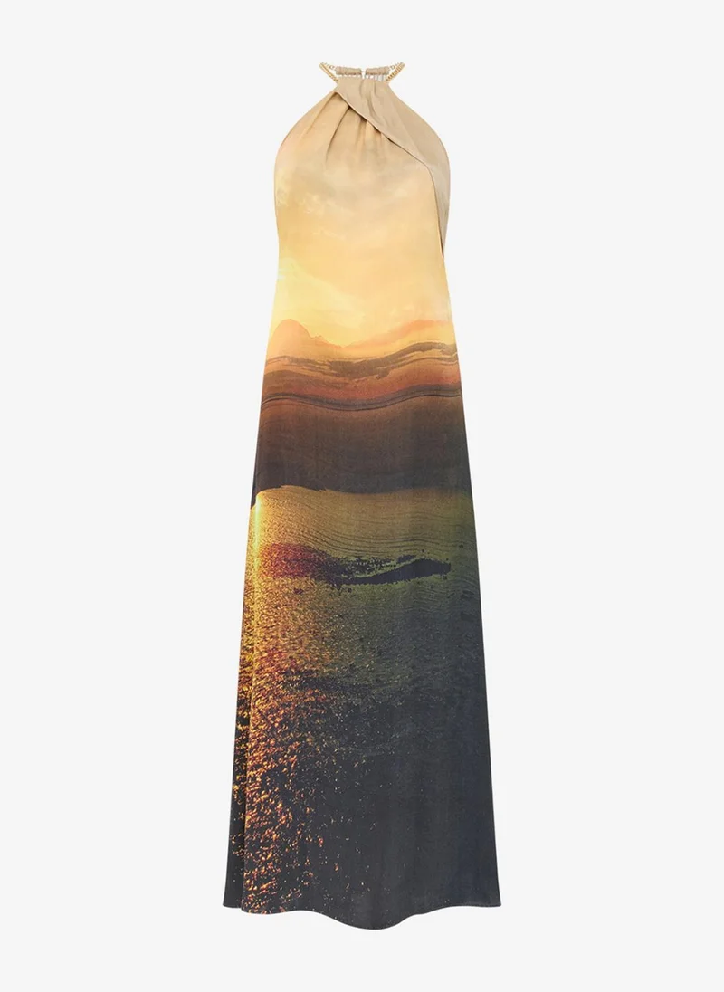 French Connection  Women's Summer Multi Summer Ennis Satin Halterneck Dress for Women | Best Price UAE