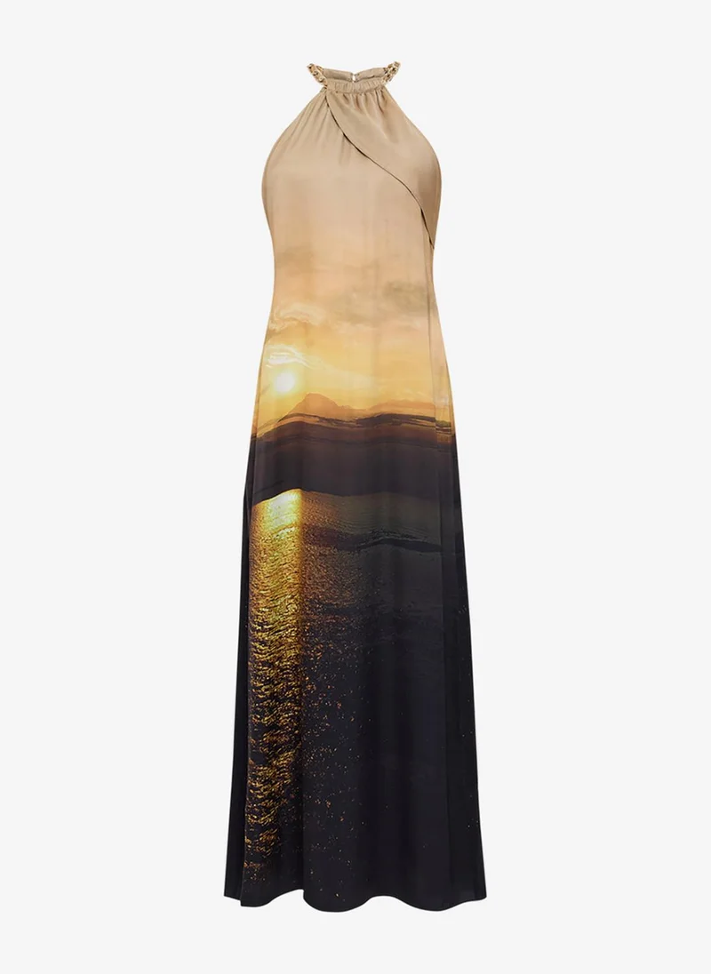 French Connection  Women's Summer Multi Summer Ennis Satin Halterneck Dress for Women | Best Price UAE