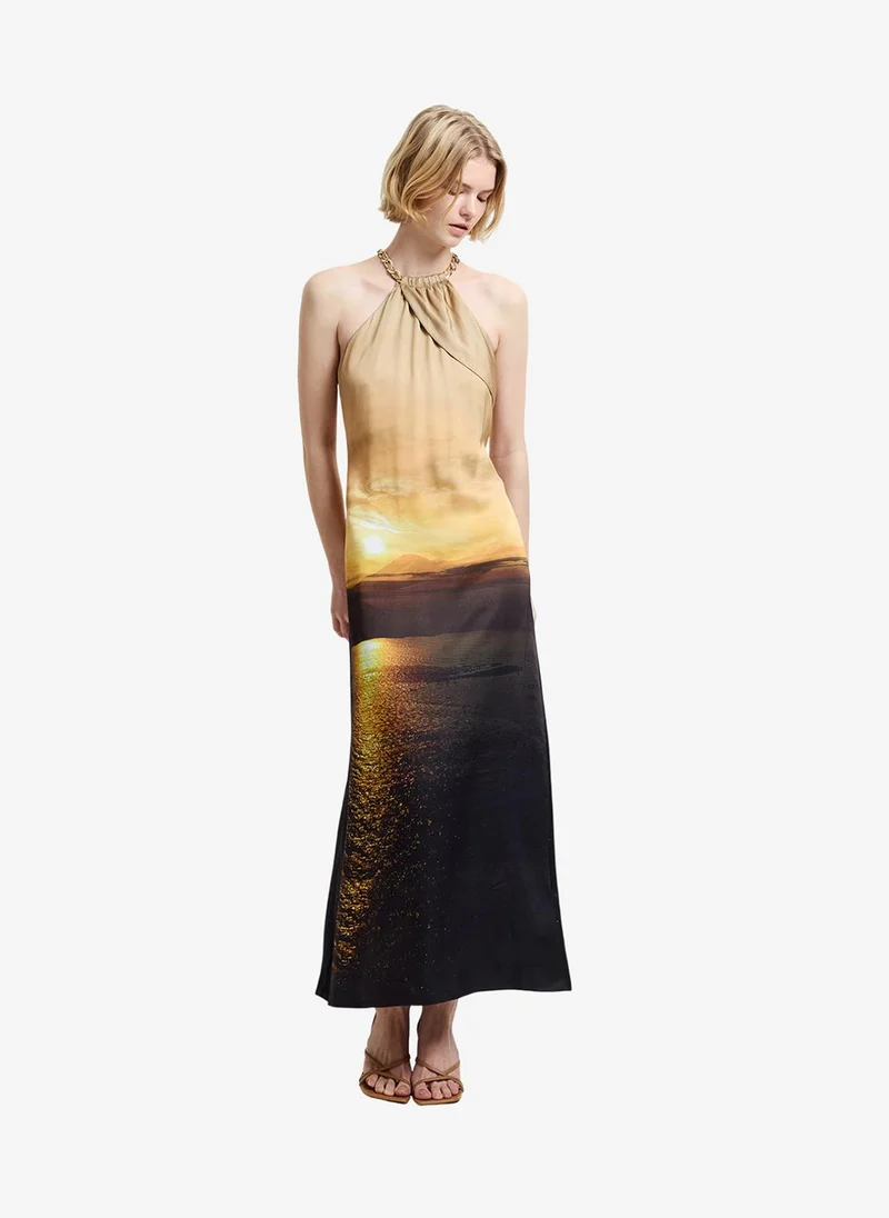 French Connection  Women's Summer Multi Summer Ennis Satin Halterneck Dress for Women | Best Price UAE