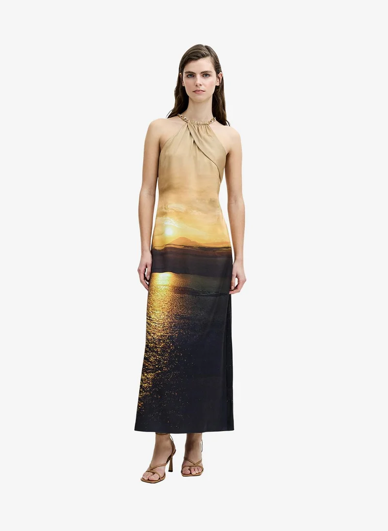 Women's Summer Multi Summer Ennis Satin Halterneck Dress