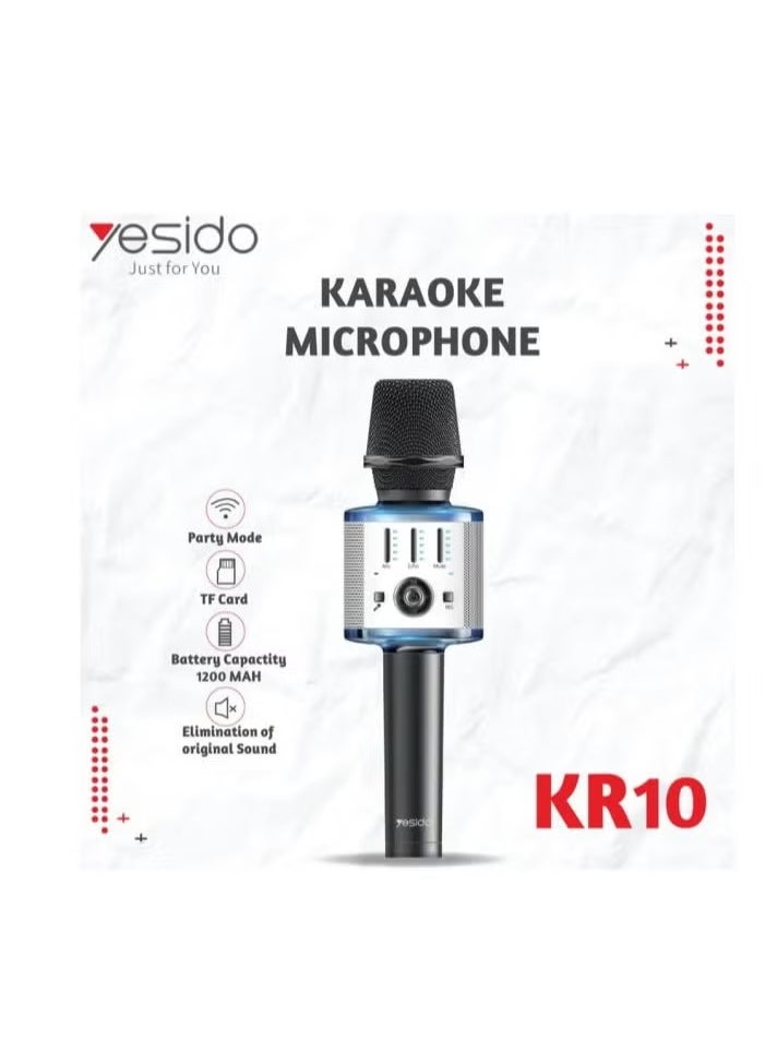 Yesido - KR10 Wireless Bluetooth Microphone Cordless Handheld Karaoke Microphone Support TF Card - Image 1