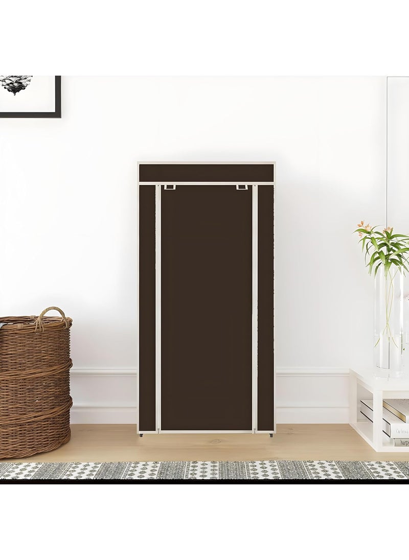 Whitecloud TRANSFORMING HOMES Whitecloud TRANSFORMING HOMES 3L Collapsible Wardrobe Closet with Metal Rods and Plastic Jointers Non Woven Fabric Cloth Storage Organizer Lightweight and Easy to Assemble W 61003 Brown  - Image 3