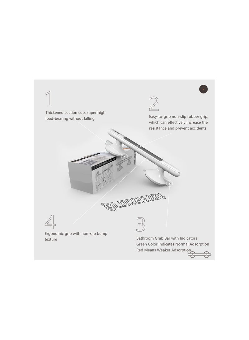 SYOSI عصا مسك لذوي الاحتياجات الخاصة، لحوض الاستحمام والدش، عصا مسك بطول 12 بوصة للحمام مع مؤشرات، مقبض دش بكوب شفط لكبار السن، مقبض أمان للمساعدة في التوازن في الحمام، بار توازن للحمام (1 عبوة) - Image 2