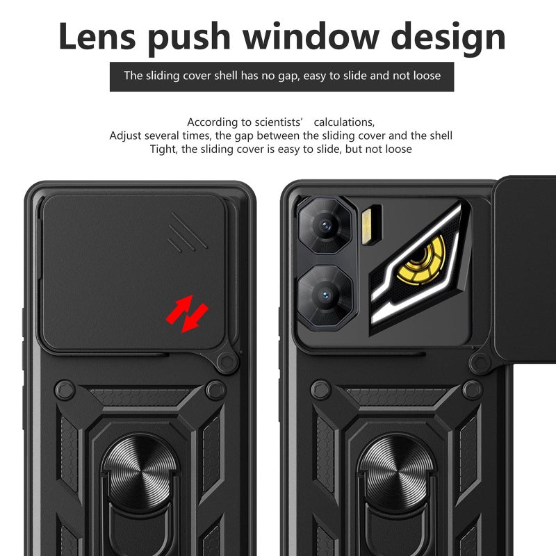 إيروريكس غطاء كاميرا منزلق لهاتف ZTE nubia Neo 3 بتصميم TPU+PC (أسود) - Image 4