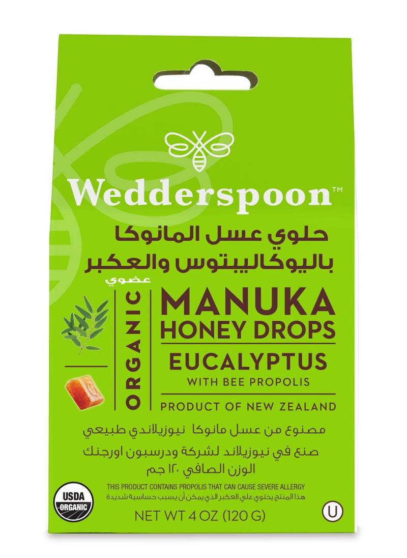 Wedderspoon Organic Manuka Honey Drops Eucalyptus  120 Grams  - Image 1