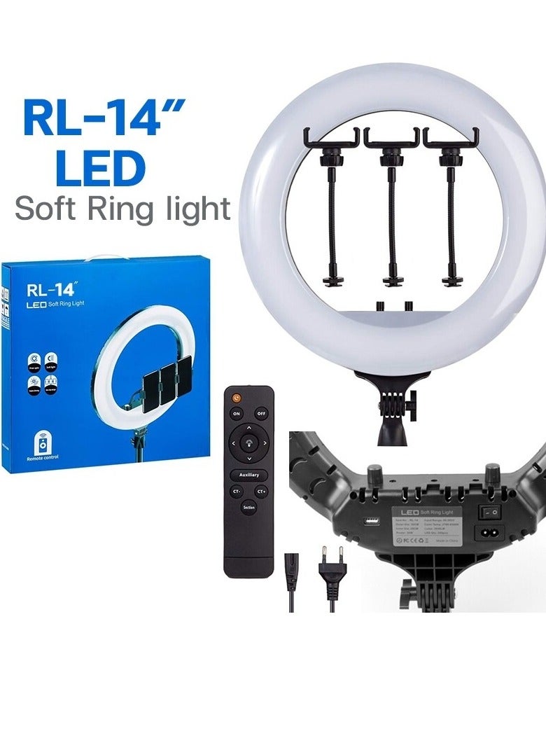 RL-14 LED Ring Light 14 Inch Soft Ring Light for Smartphones YouTube TikTok Videos with Tripod & 3 phone Holders - Image 3