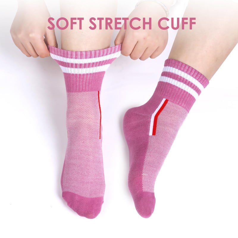 IDALOP Women's Colorful Athletic Crew Socks Casual Soft Quarter Retro Striped, 20-Packs - Image 2