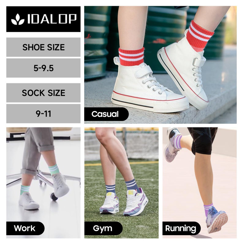 IDALOP Women's Colorful Athletic Crew Socks Casual Soft Quarter Retro Striped, 20-Packs - Image 5
