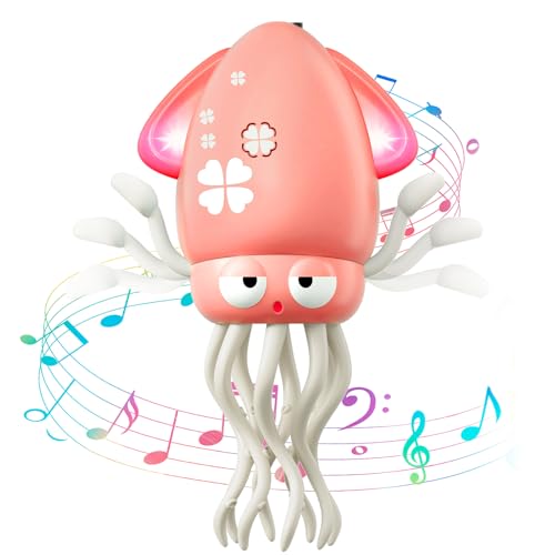 WAVISA Dancing Squid Baby Girls Toy Tummy Time Toys Rechargeable Crawling Octopus with Music and Light for 36 612 1218 36 Months 1 Year Old Learning Walking Toddle Easter Basket Stuffers Birthday Gifts - Image 1