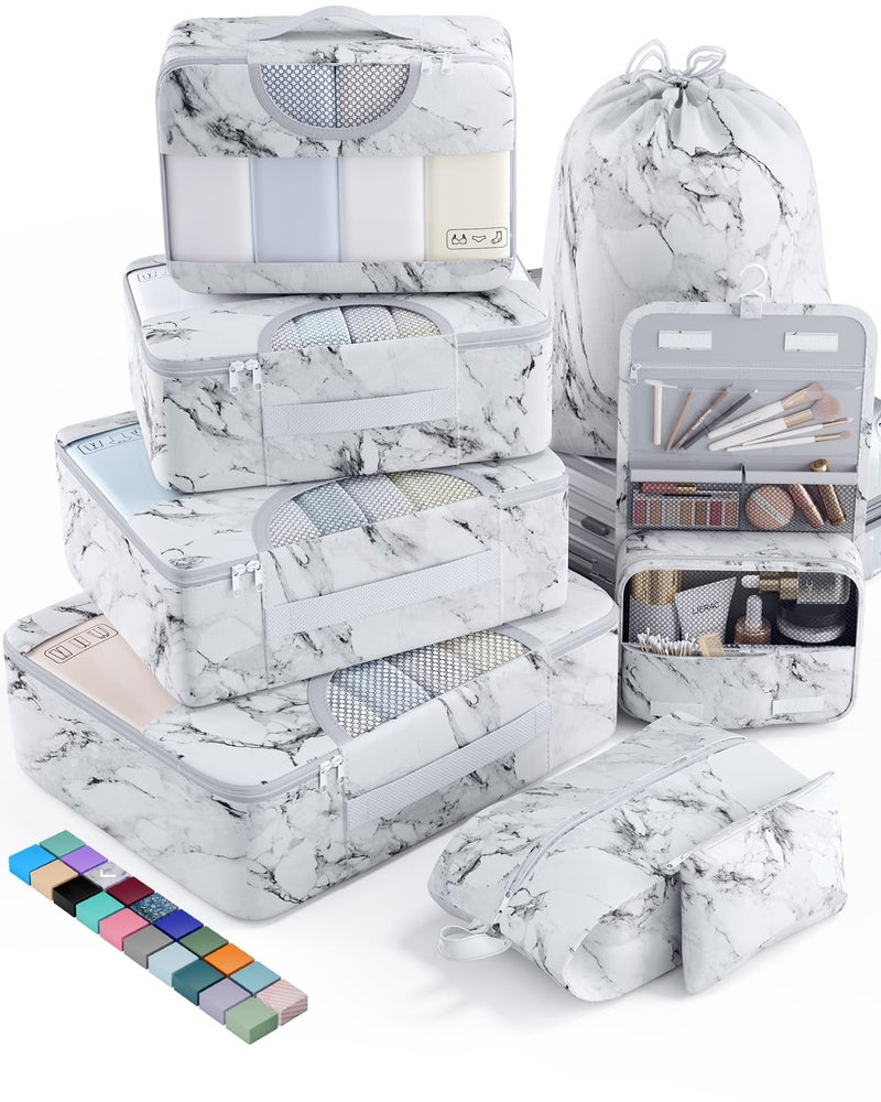 Veken 8 Set Packing Cubes for Travel Essentials, Suitcase Organizer Bags in 4 Sizes, Carry-On Luggage Accessories with Large Laundry & Hanging Toiletry Bag, Must-Have for Airplane, Road Trip & Camping - Image 1