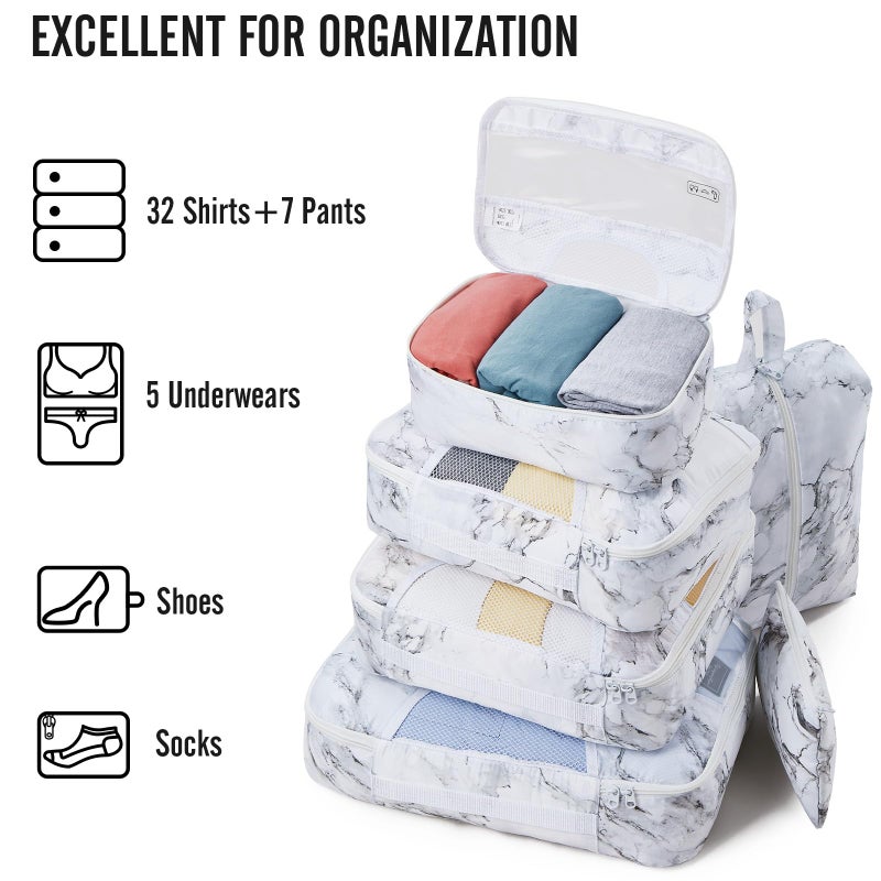 Veken 8 Set Packing Cubes for Travel Essentials, Suitcase Organizer Bags in 4 Sizes, Carry-On Luggage Accessories with Large Laundry & Hanging Toiletry Bag, Must-Have for Airplane, Road Trip & Camping - Image 5