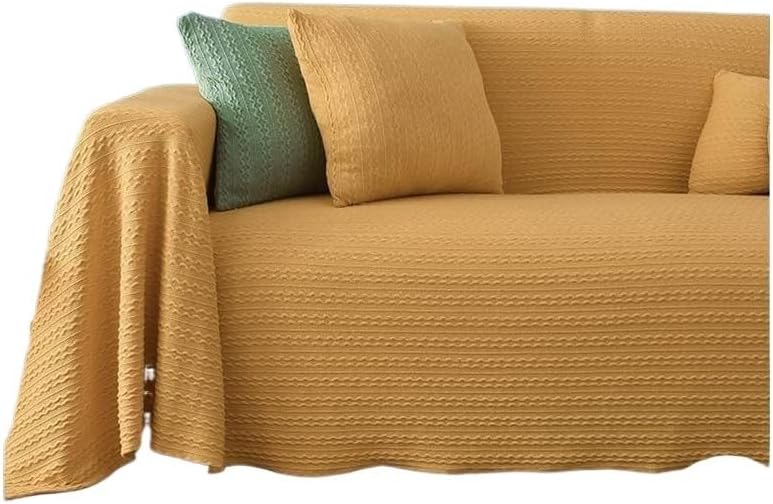Sofa Throws Large Woven Sofa Stereoscopic Jacquard Throw for Sofa 123 Seater Bedspread and Armchair Versatile Sofa Bedspread Travel Throw(Yellow,180 * 340cm) - Image 1