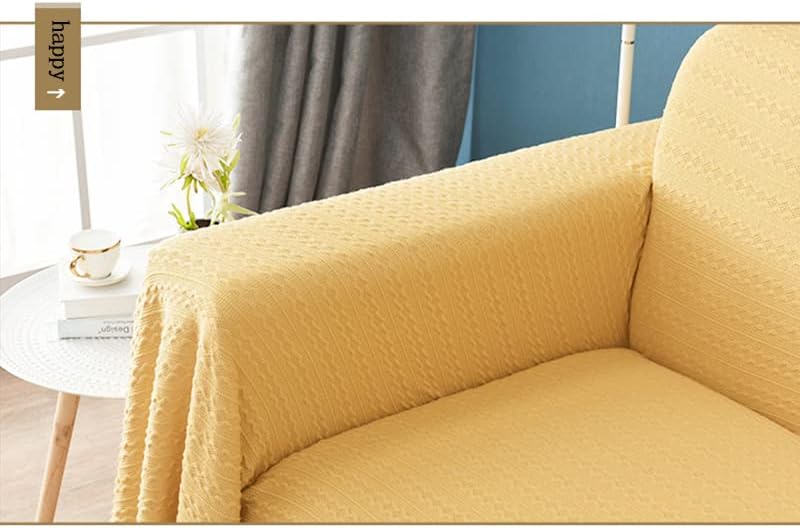 Sofa Throws Large Woven Sofa Stereoscopic Jacquard Throw for Sofa 123 Seater Bedspread and Armchair Versatile Sofa Bedspread Travel Throw(Yellow,180 * 340cm) - Image 5
