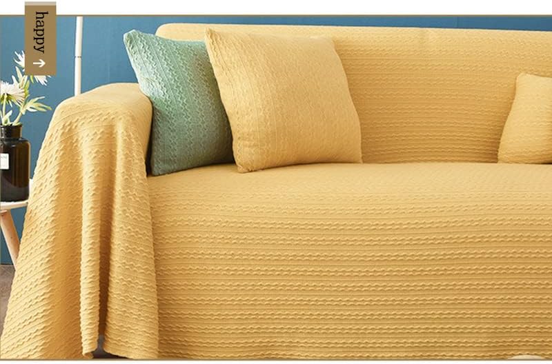 Sofa Throws Large Woven Sofa Stereoscopic Jacquard Throw for Sofa 123 Seater Bedspread and Armchair Versatile Sofa Bedspread Travel Throw(Yellow,180 * 340cm) - Image 4