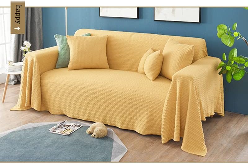 Sofa Throws Large Woven Sofa Stereoscopic Jacquard Throw for Sofa 123 Seater Bedspread and Armchair Versatile Sofa Bedspread Travel Throw(Yellow,180 * 340cm) - Image 3