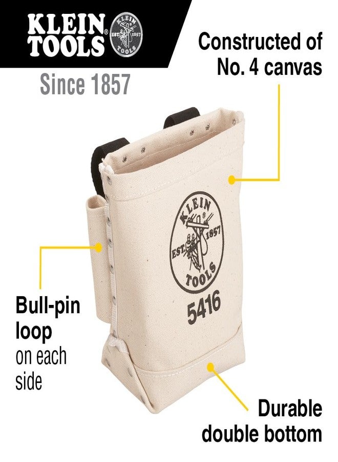 Klein Tools 5416 Tool Pouch, Small Tool Bag for Bolt Storage with Bull Pin Loops and Belt Strap Connect, 5 x 10 x 9-Inch - Image 2