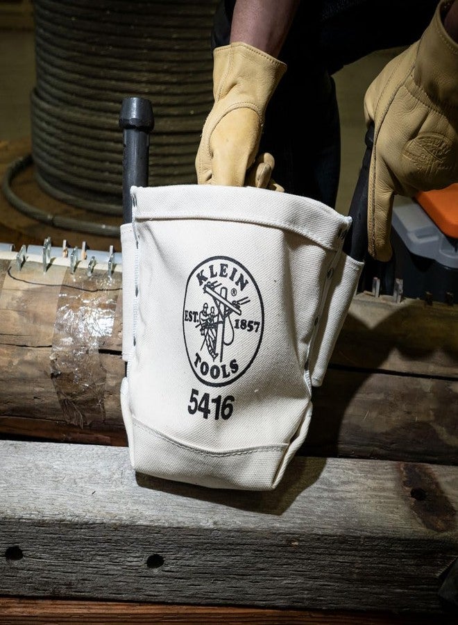 Klein Tools 5416 Tool Pouch, Small Tool Bag for Bolt Storage with Bull Pin Loops and Belt Strap Connect, 5 x 10 x 9-Inch - Image 4