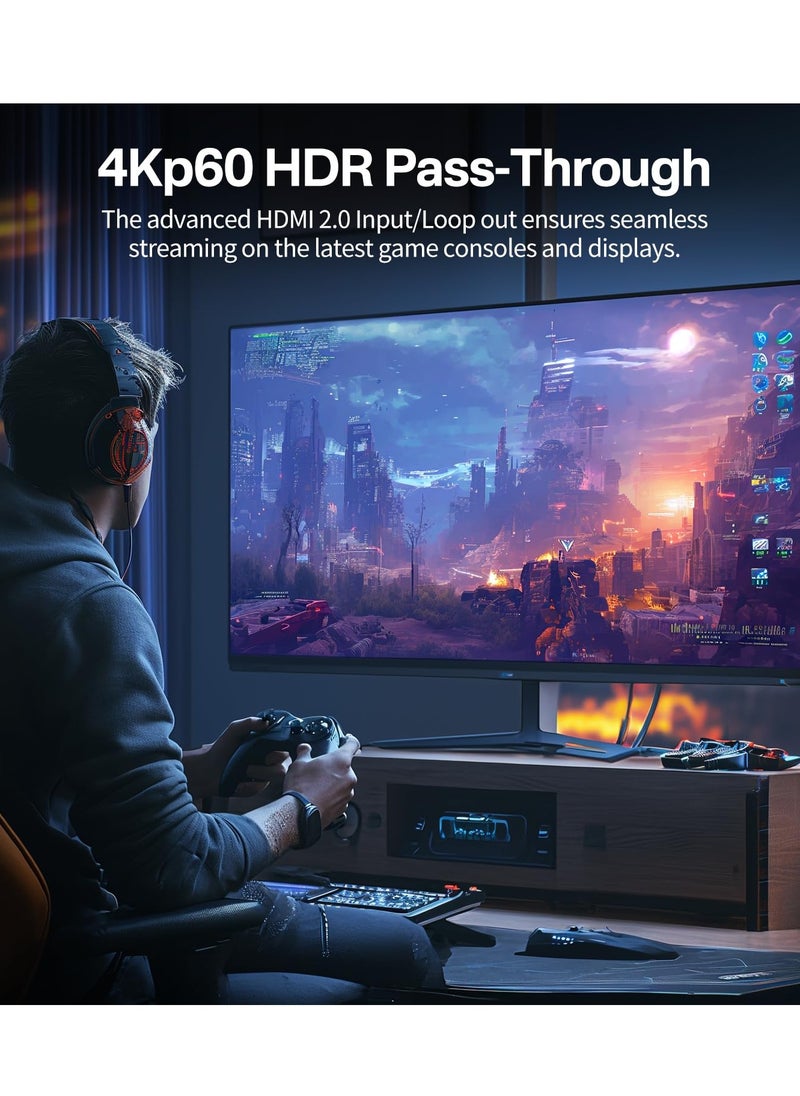SYOSI - Capture Card 4K@60Hz 1080p@240Hz 4K@30Hz 1080p@120Hz Pass Through Capture Card for Streaming and Gaming USB3.0 Video Capture Card for Xbox x s One, PS5 4 Switch Windows Mac HDR 10 and VRR Support - Image 1