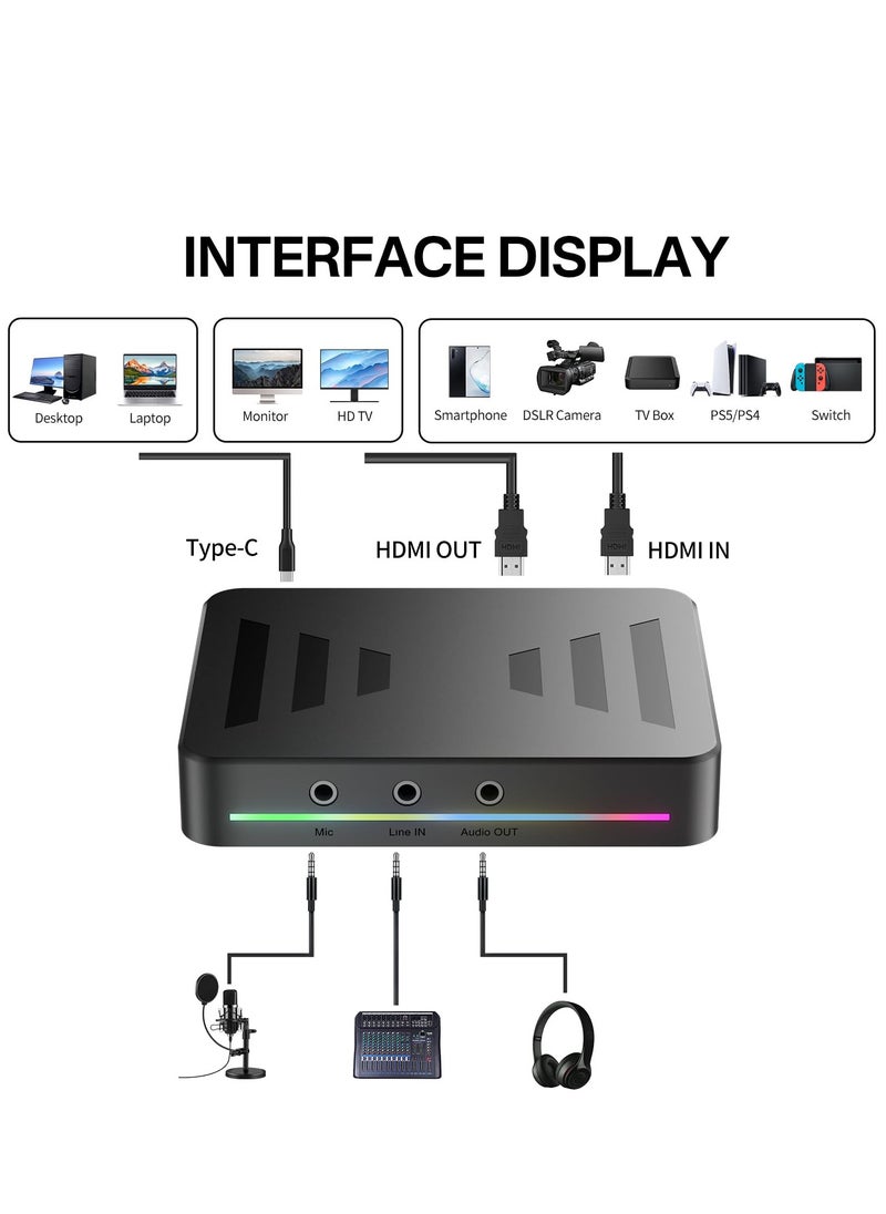 SYOSI - Capture Card 4K@60Hz 1080p@240Hz 4K@30Hz 1080p@120Hz Pass Through Capture Card for Streaming and Gaming USB3.0 Video Capture Card for Xbox x s One, PS5 4 Switch Windows Mac HDR 10 and VRR Support - Image 1